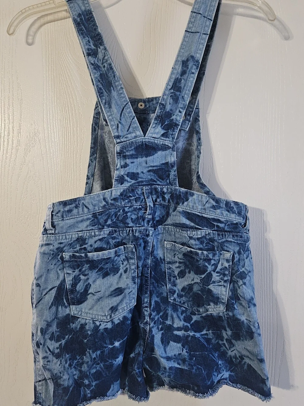 The Children's Place Blue Tie-Dye Denim Short Overalls Size 12